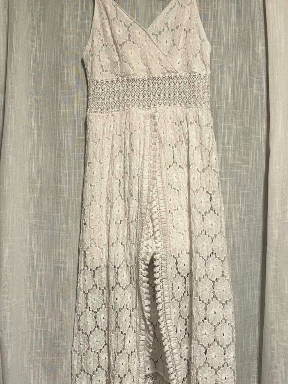 Cupshe Thin Strap Ruching Smocking Lace Jumpsuit White Size M - Picture 15 of 16